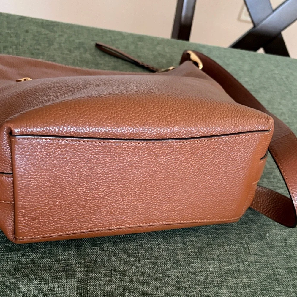 Coach Val Duffle Shoulder Bag Redwood Brown w Gold Pebbled Leather EUC - Picture 5 of 16